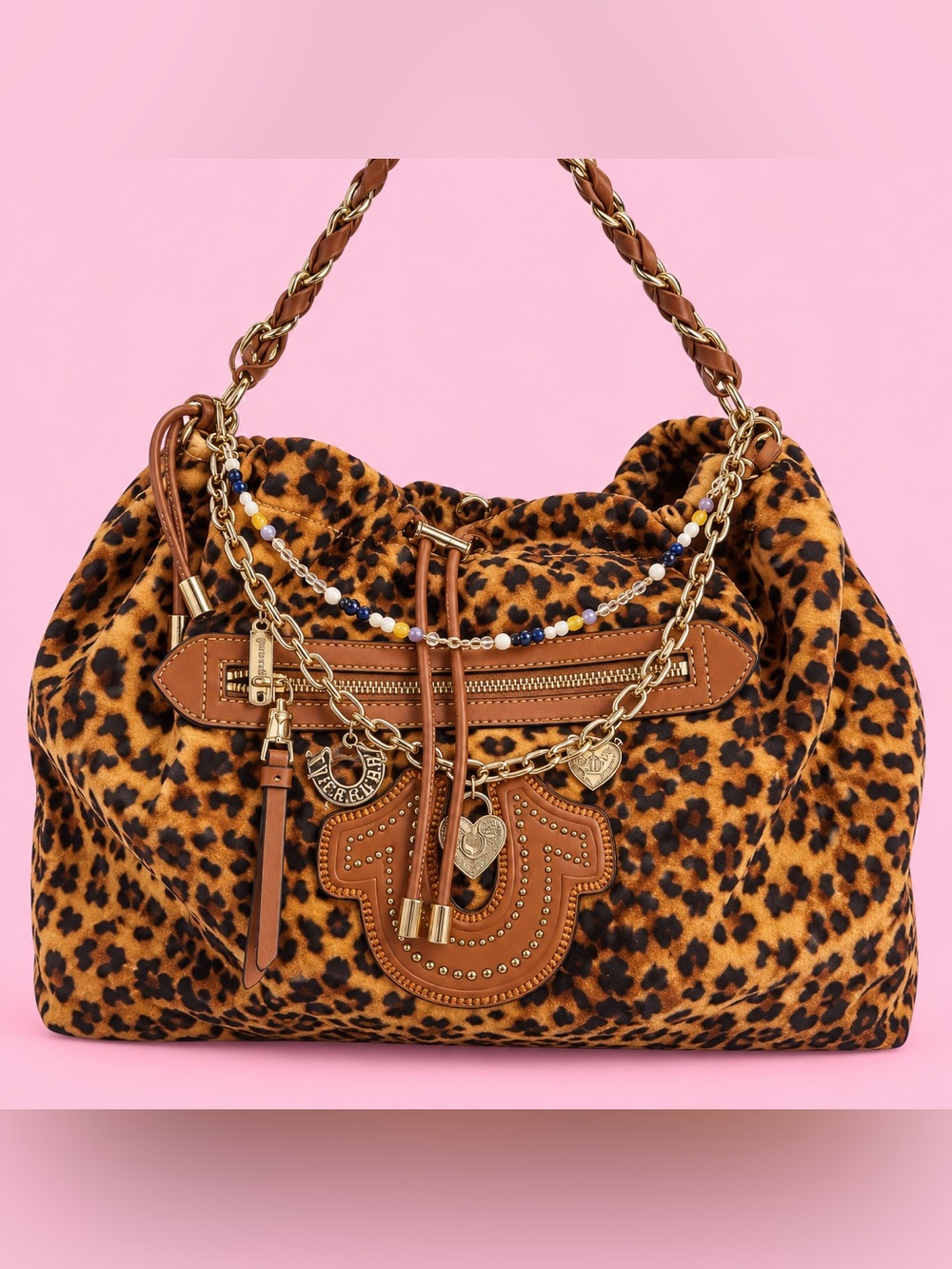 True Religion Leopard Print Shoulder Bag
